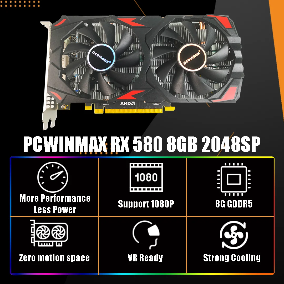 PCWINMAX 新しい Radeon RX580 8 ギガ - Rx 580 8Gb 2048Sp Gpu のレビューと価格